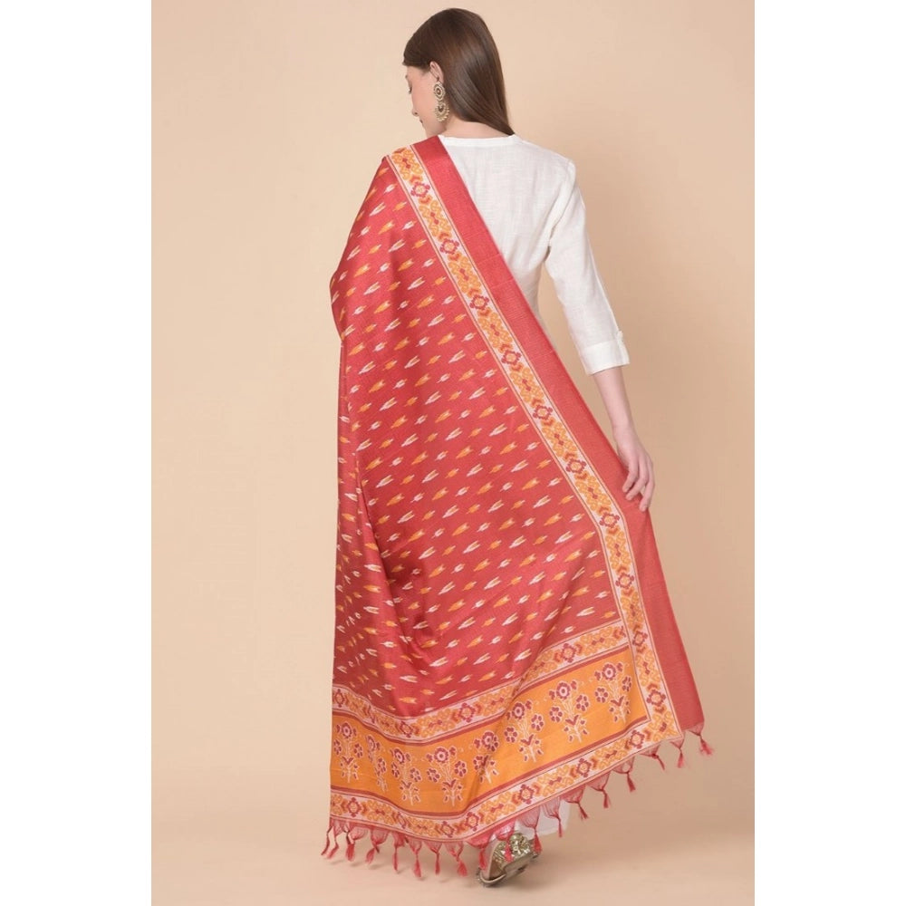 Red art silk printed dupatta for women (2.25-2.50mtr), perfect for casual occasions