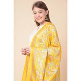 Art silk yellow printed dupatta for women, 2.25-2.50 mtr length, casual occasion