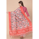 Art silk printed red dupatta for women, vibrant pattern, suitable for casual occasions, length 2.25 to 2.50 mtr