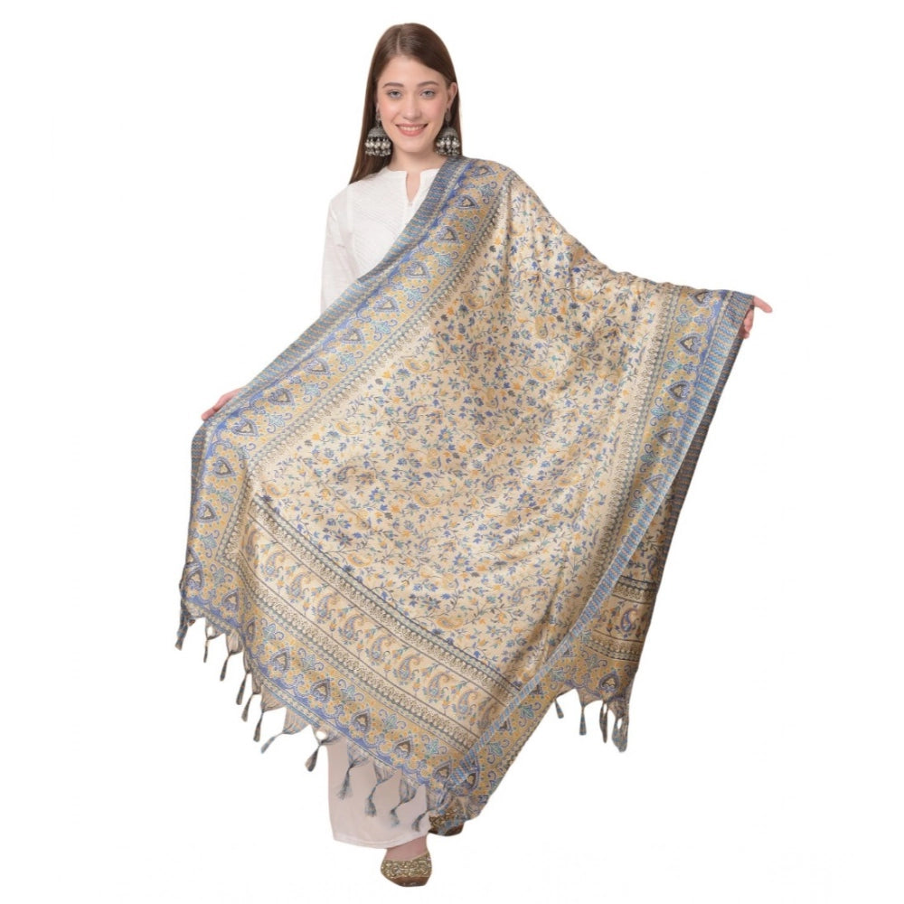 Art silk printed grey dupatta for women, casual occasion, length 2.25-2.50mtr