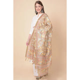 Light brown art silk printed dupatta for casual occasions, 2.25-2.50m length