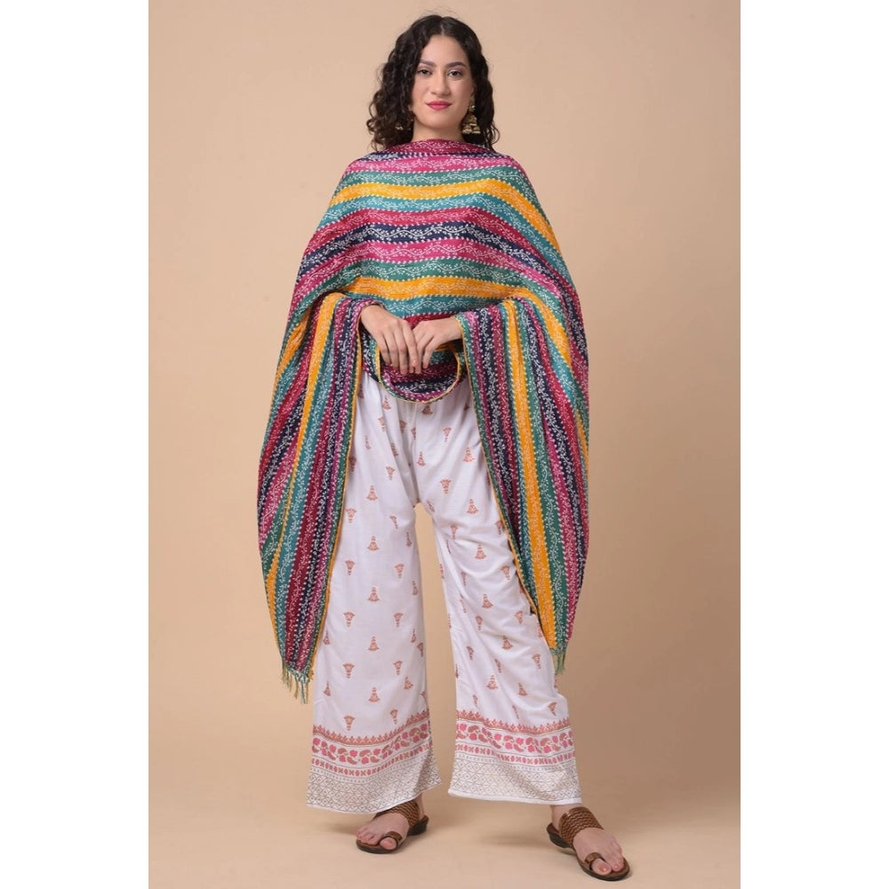 Multicolor Chanderi printed dupatta for women, length 2.25-2.50m, suitable for casual occasions