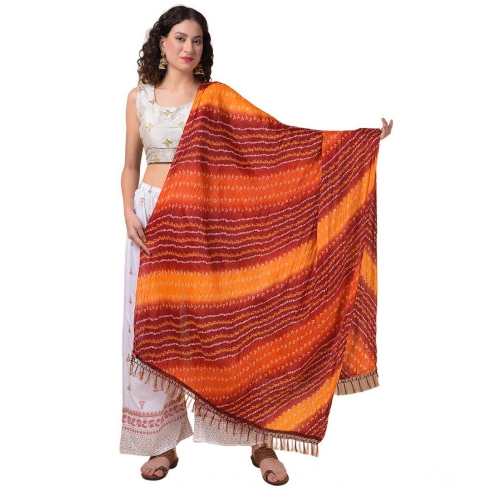Multicolor chanderi printed dupatta for women, length 2.25-2.50m suitable for casual occasions