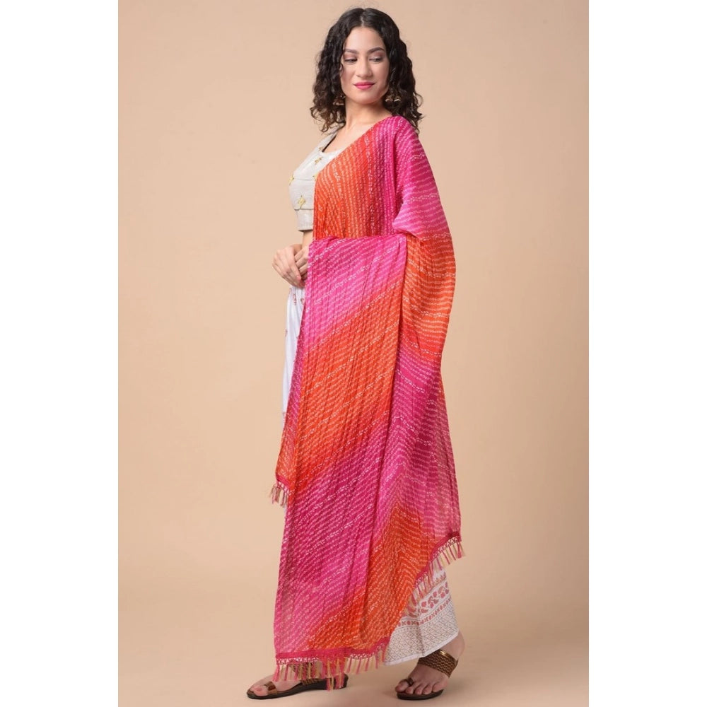 Multicolor Chanderi printed dupatta for women, length 2.25-2.50m, ideal for casual occasions