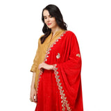 Red velvet Gotta Patti dupatta for festive occasions, 2.25-2.50m length