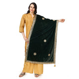 Green velvet Gotta Patti dupatta for women's festive wear, 2.25-2.50m length