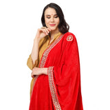 Red velvet Gotta Patti dupatta for festive occasions, 2.25-2.50m length