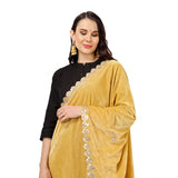 Yellow velvet Gotta Patti dupatta for women festivities, 2.25-2.50m length