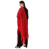 Red cotton embroidered dupatta for festive occasions, 2.25-2.50m length