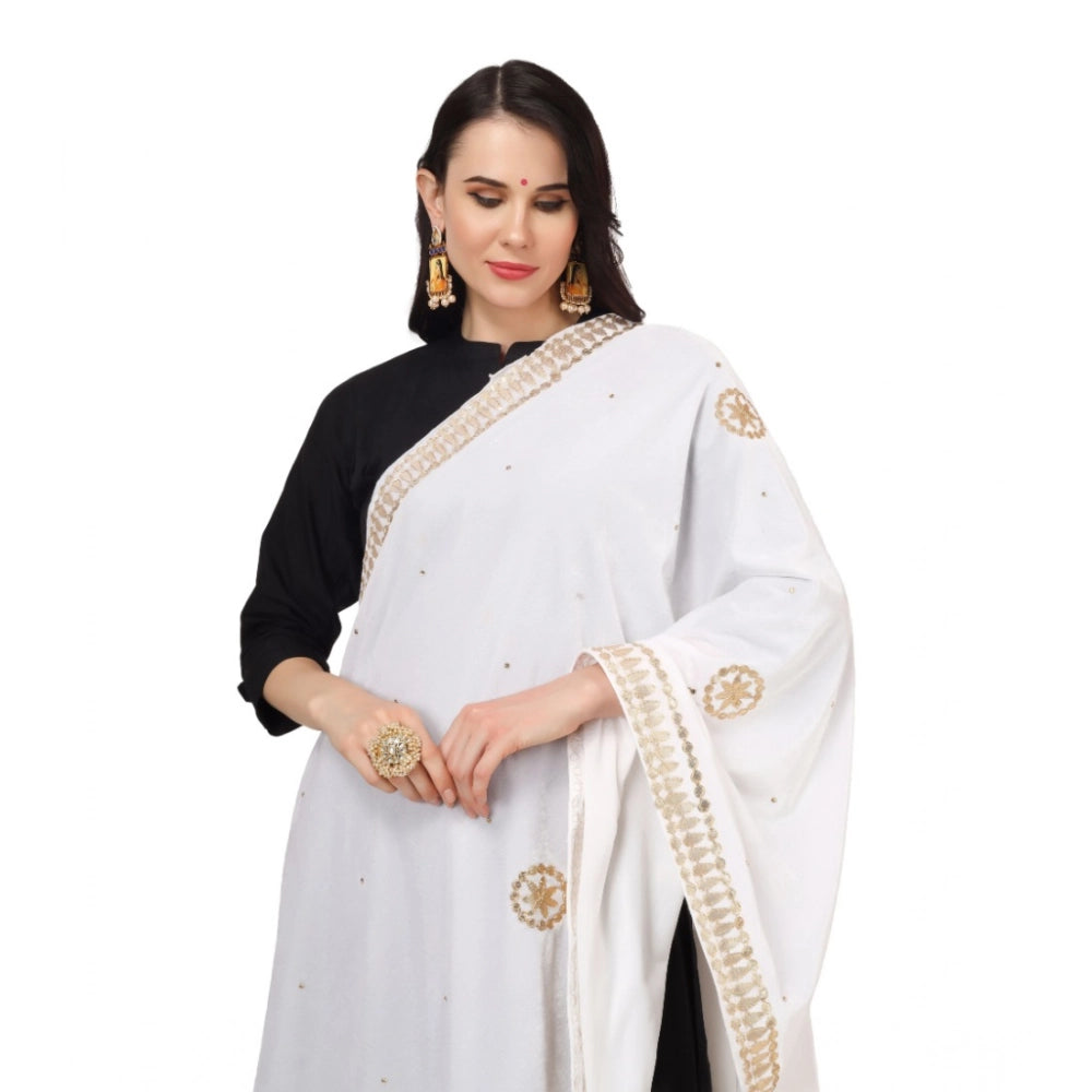 White velvet Gotta Patti dupatta for festive occasions, length 2.25-2.50m