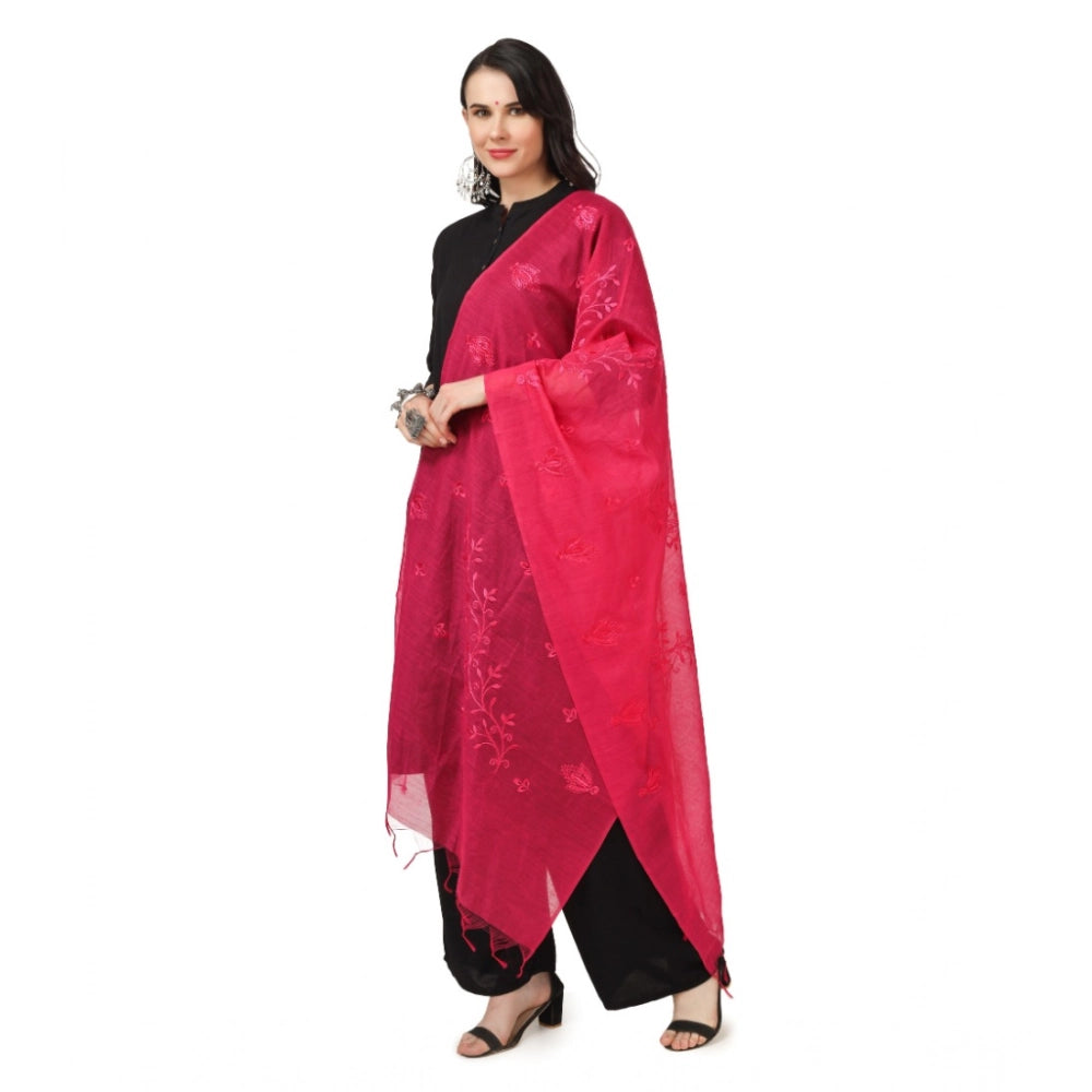 Maroon cotton embroidered dupatta for festive occasions, 2.25-2.50m length