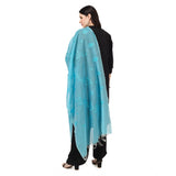 Aqua blue cotton embroidered dupatta for festive occasions, 2.25-2.50m length