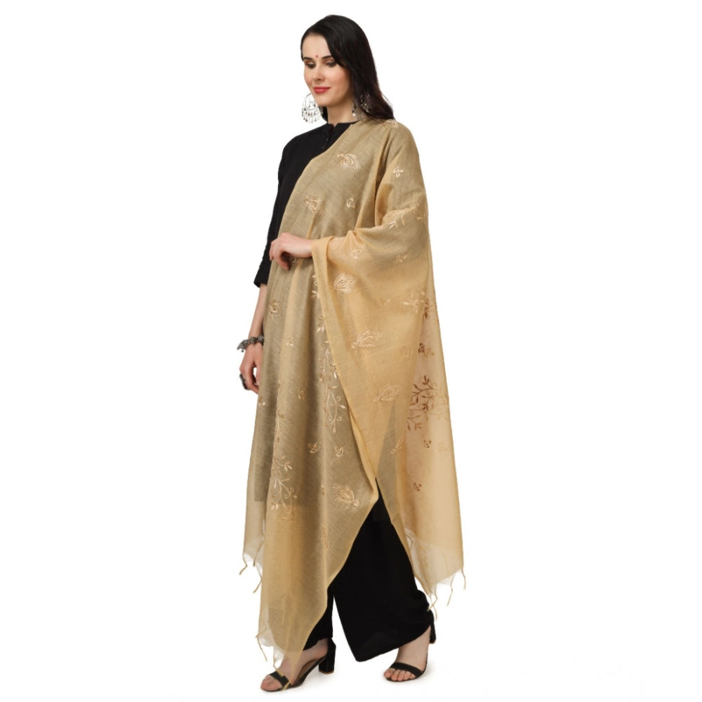 Gold embroidered cotton dupatta for women, festive occasion, length 2.25-2.50mtr