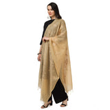 Gold embroidered cotton dupatta for women, festive occasion, length 2.25-2.50mtr