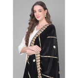 Black velvet Gotta Patti dupatta for women's festive wear, 2.25-2.50 m length