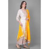 Yellow velvet Gotta Patti dupatta for festive occasions, length 2.25-2.50mtr