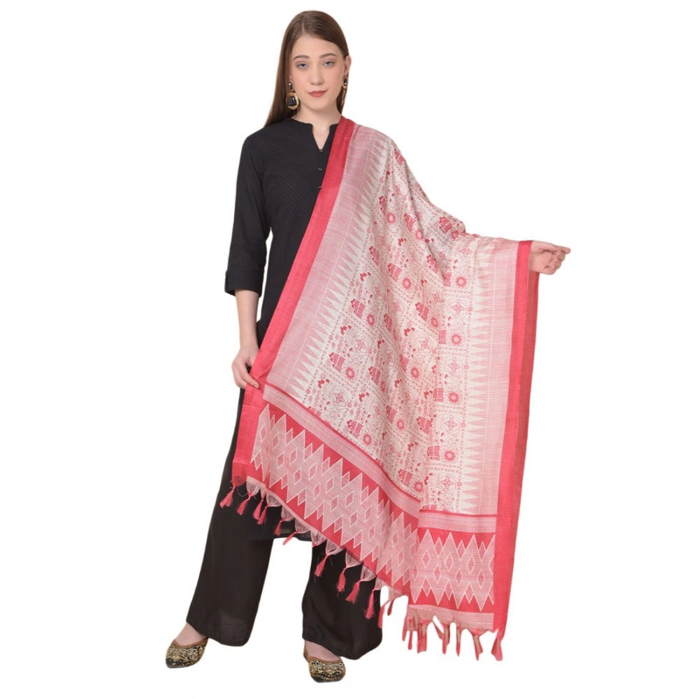 Red art silk printed dupatta for casual wear (length 2.25-2.50 mtr)