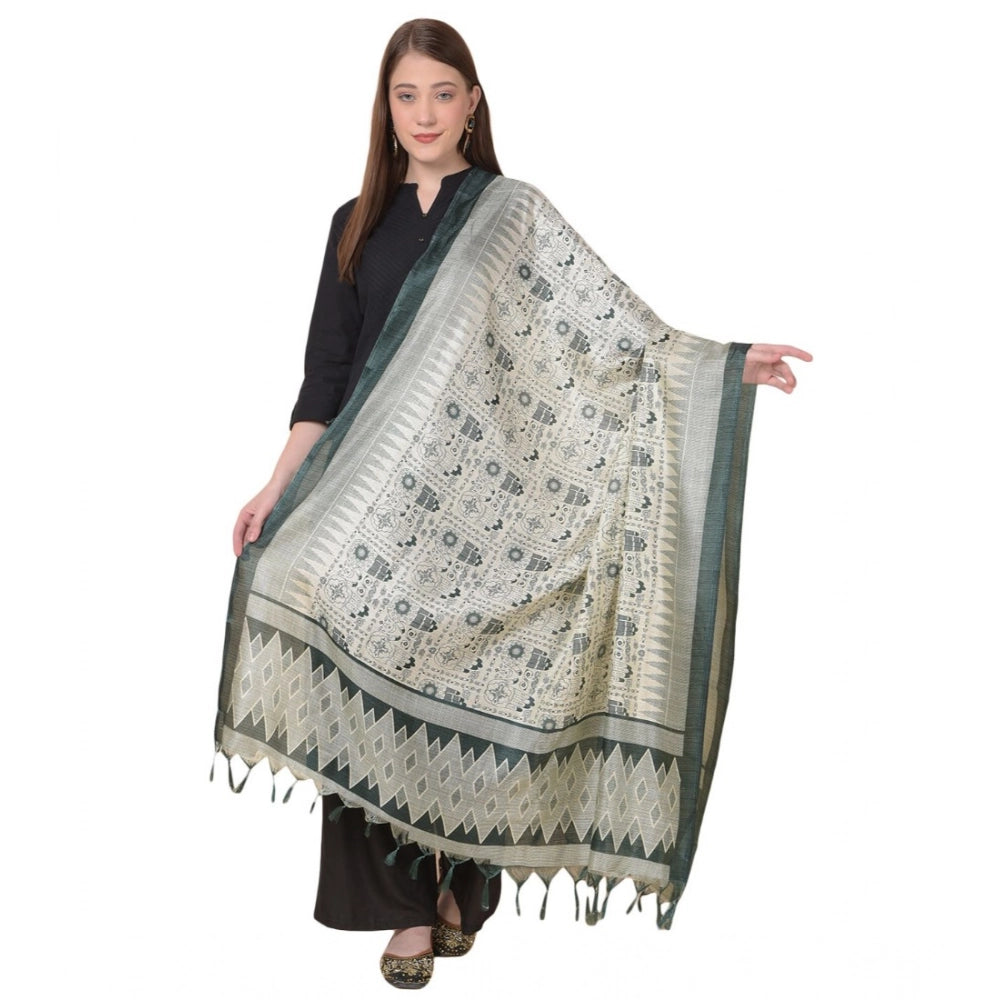 Art silk grey printed dupatta for women, casual occasion wear, 2.25-2.50 mtr length