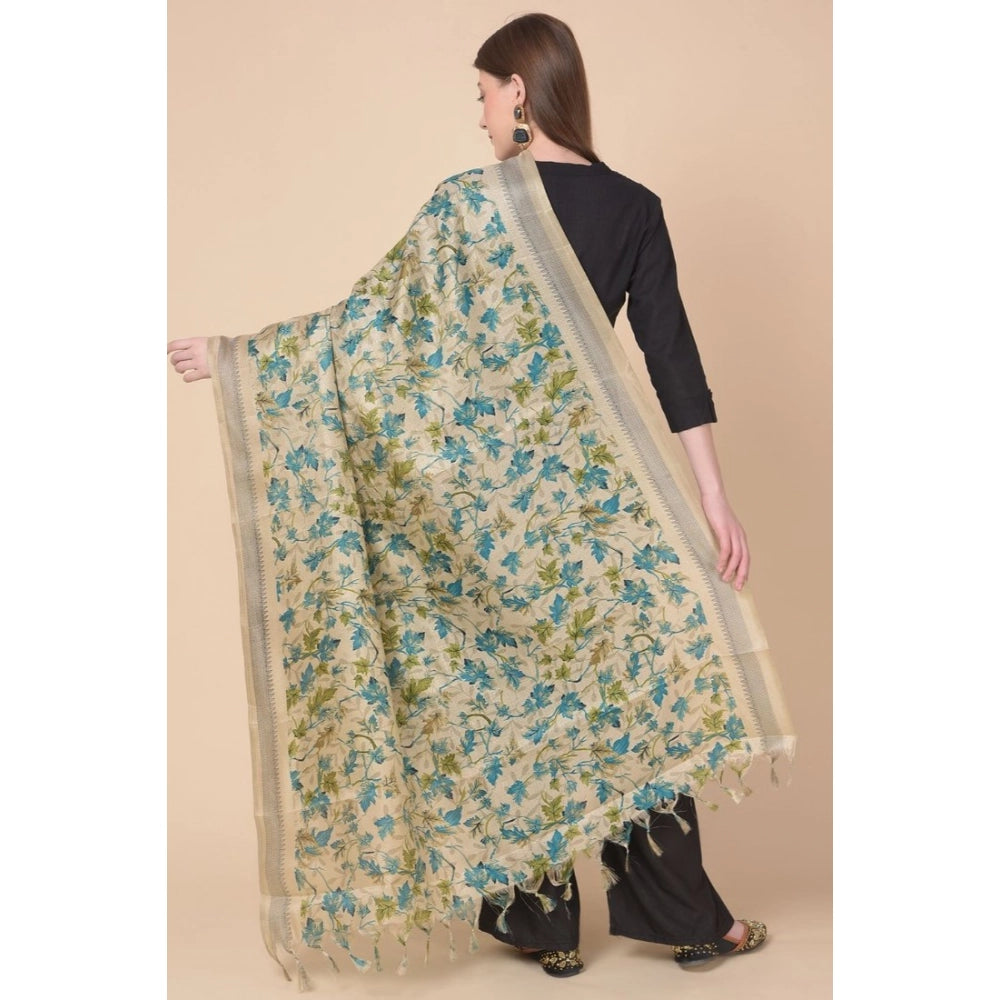 Women's Art Silk Printed Dupatta (Gold, Length: 2.25 to 2.50 Mtr)