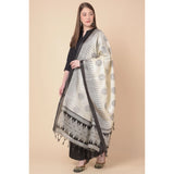 Art silk printed black dupatta, elegant women's accessory for casual occasions, length 2.25-2.50mtr