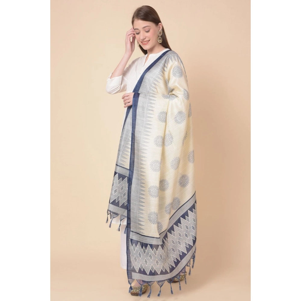 Blue Art Silk Printed Dupatta for casual occasions, 2.25-2.50m length