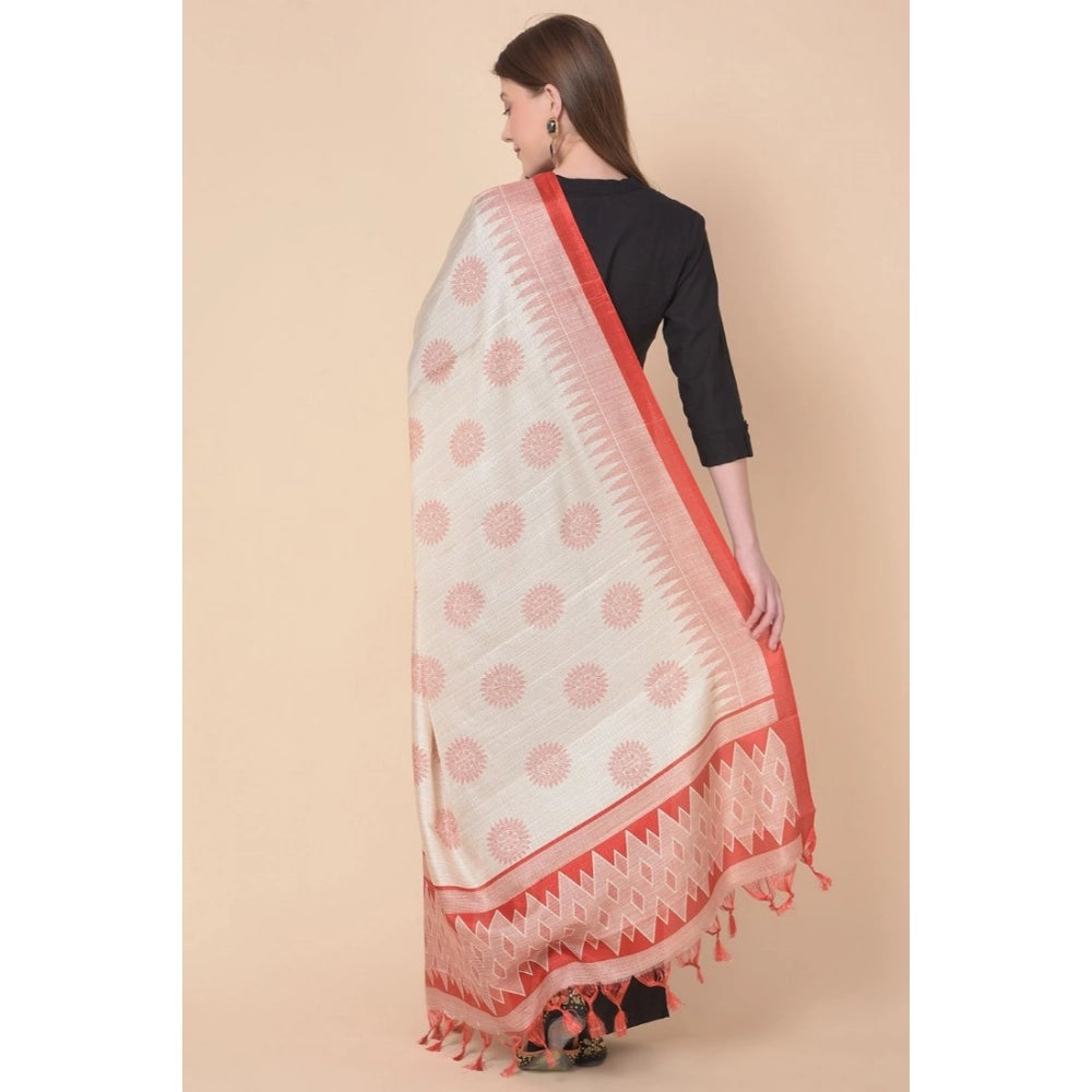 Red Art Silk Printed Dupatta, length 2.25-2.50m for casual wear occasions