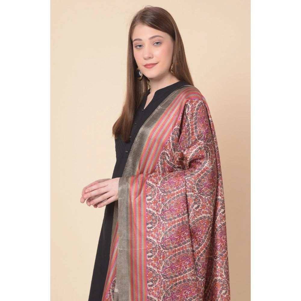 Art silk printed grey dupatta for women, vibrant design on casual occasion, length 2.25-2.50mtr