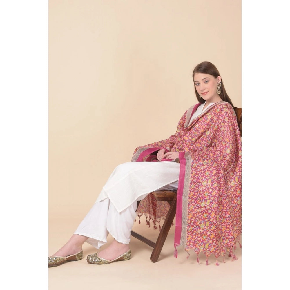 Art Silk printed pink dupatta for women, 2.25-2.50m length, ideal for casual occasions