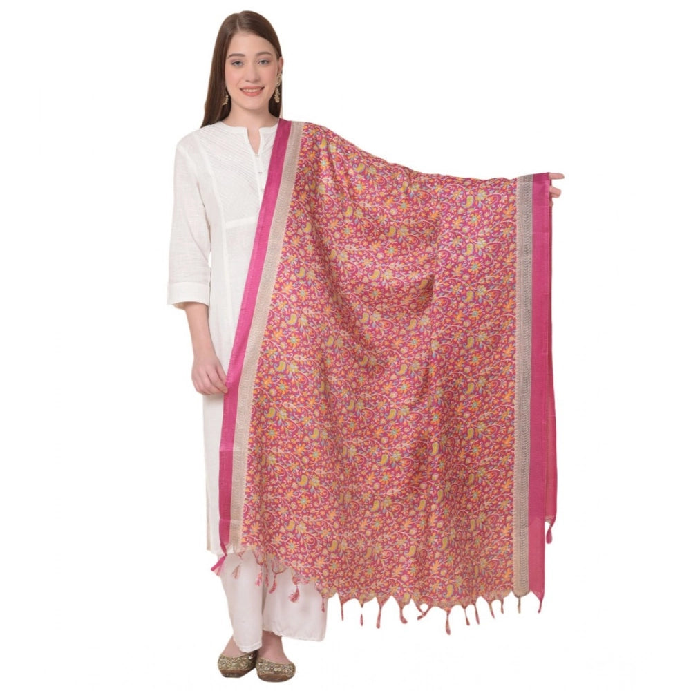 Art silk printed pink dupatta for women (length: 2.25-2.50m), perfect for casual occasions