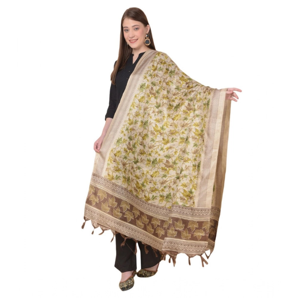 Art silk printed gold dupatta, vibrant design for casual occasions, length 2.25-2.50m