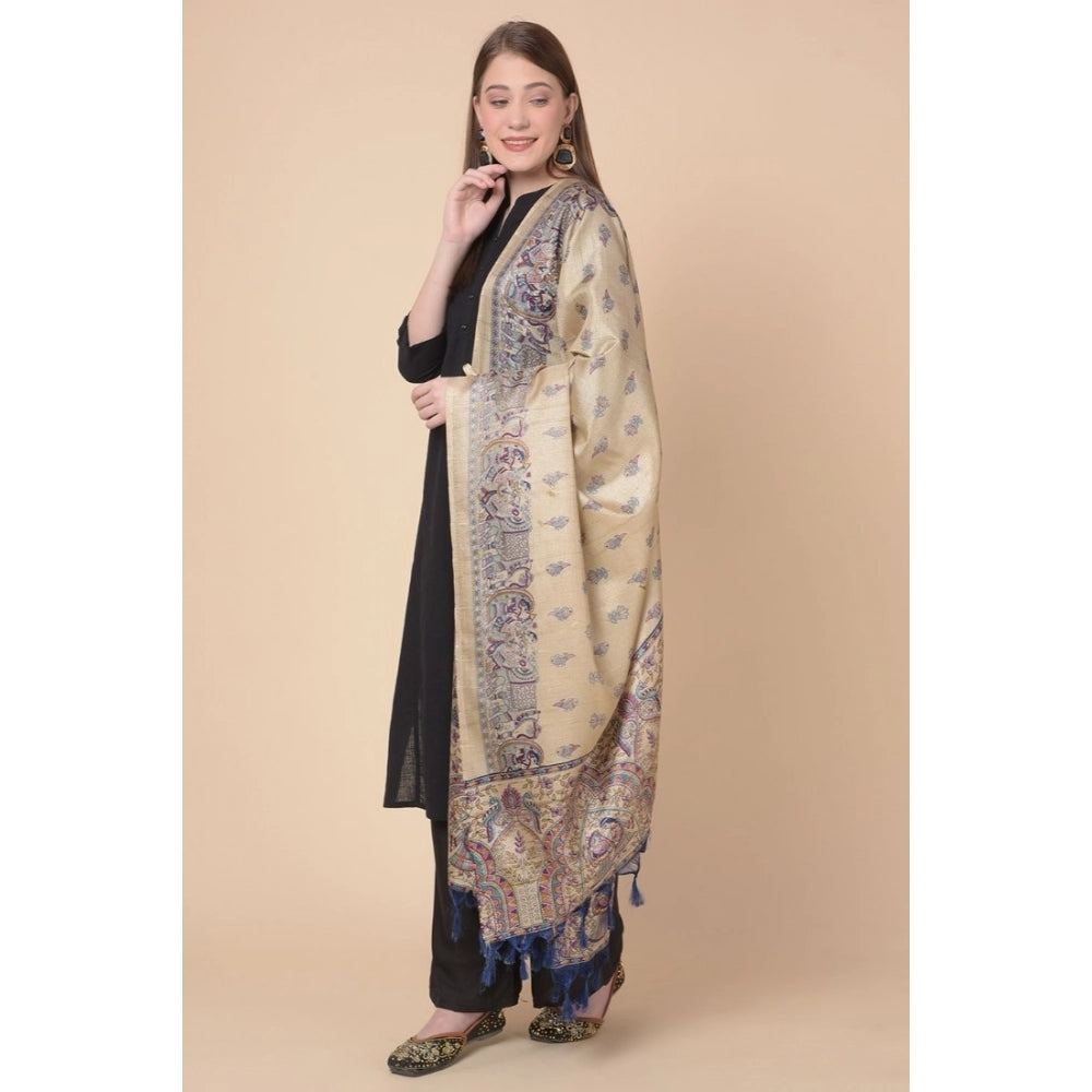 Art silk printed gold dupatta for women, casual occasion, length 2.25-2.50mtr