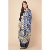 Blue art silk printed dupatta for casual occasions, length 2.25-2.50mtr