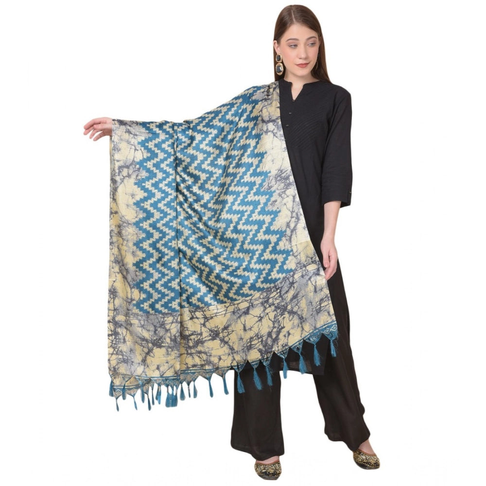 Blue Art Silk Printed Dupatta, length 2.25-2.50m for casual occasions
