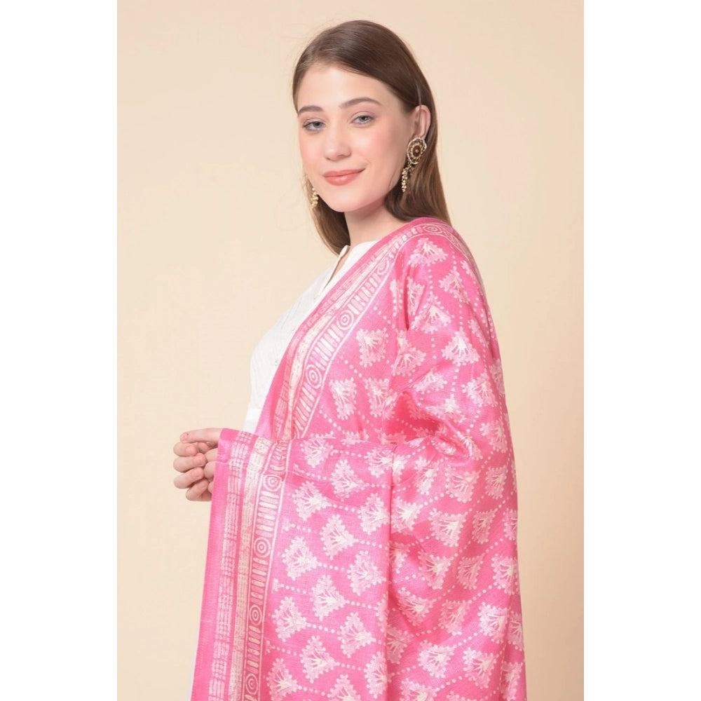 Art silk printed pink dupatta (2.25-2.50 mtr), vibrant design for casual wear by women