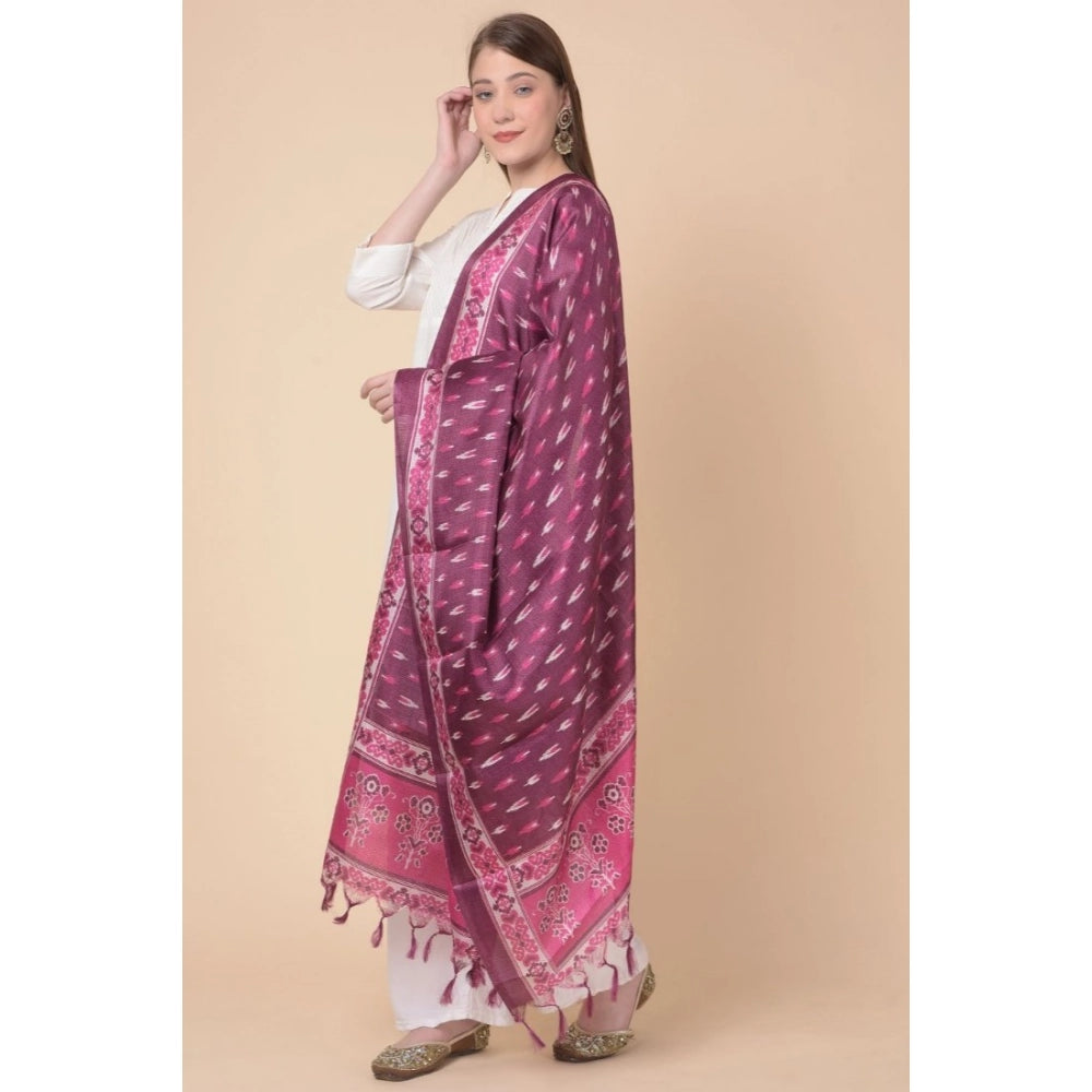 Art Silk printed purple dupatta for women, 2.25 to 2.50 mtr length, casual occasion