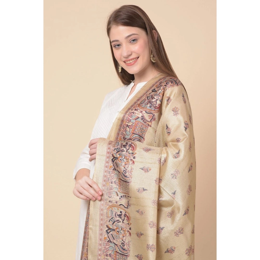 Art silk printed gold dupatta for women, length 2.25 to 2.50 mtr, suitable for casual occasions