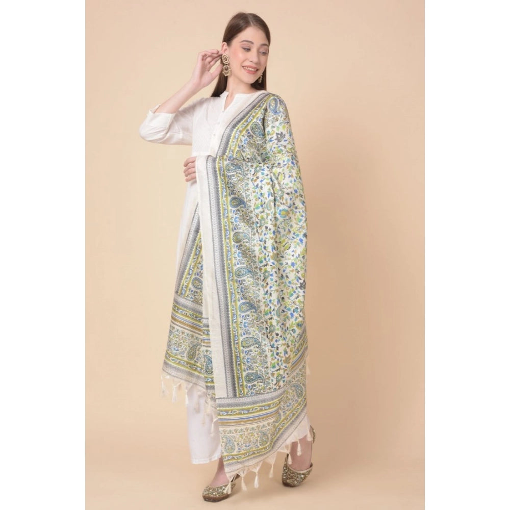 Art silk printed grey dupatta for women, 2.25-2.50m length, suitable for casual occasions