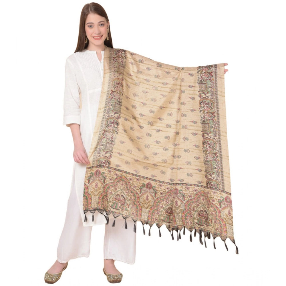 Art silk printed gold dupatta for women, casual occasion, length 2.25-2.50 mtr