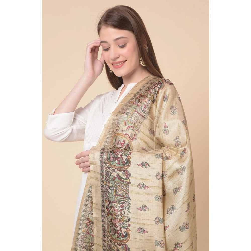 Art silk printed gold dupatta for women, length 2.25-2.50mtr suitable for casual occasions