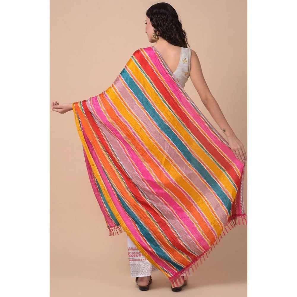 Multicolor Chanderi printed dupatta for women, 2.25-2.50m length, suitable for casual occasions