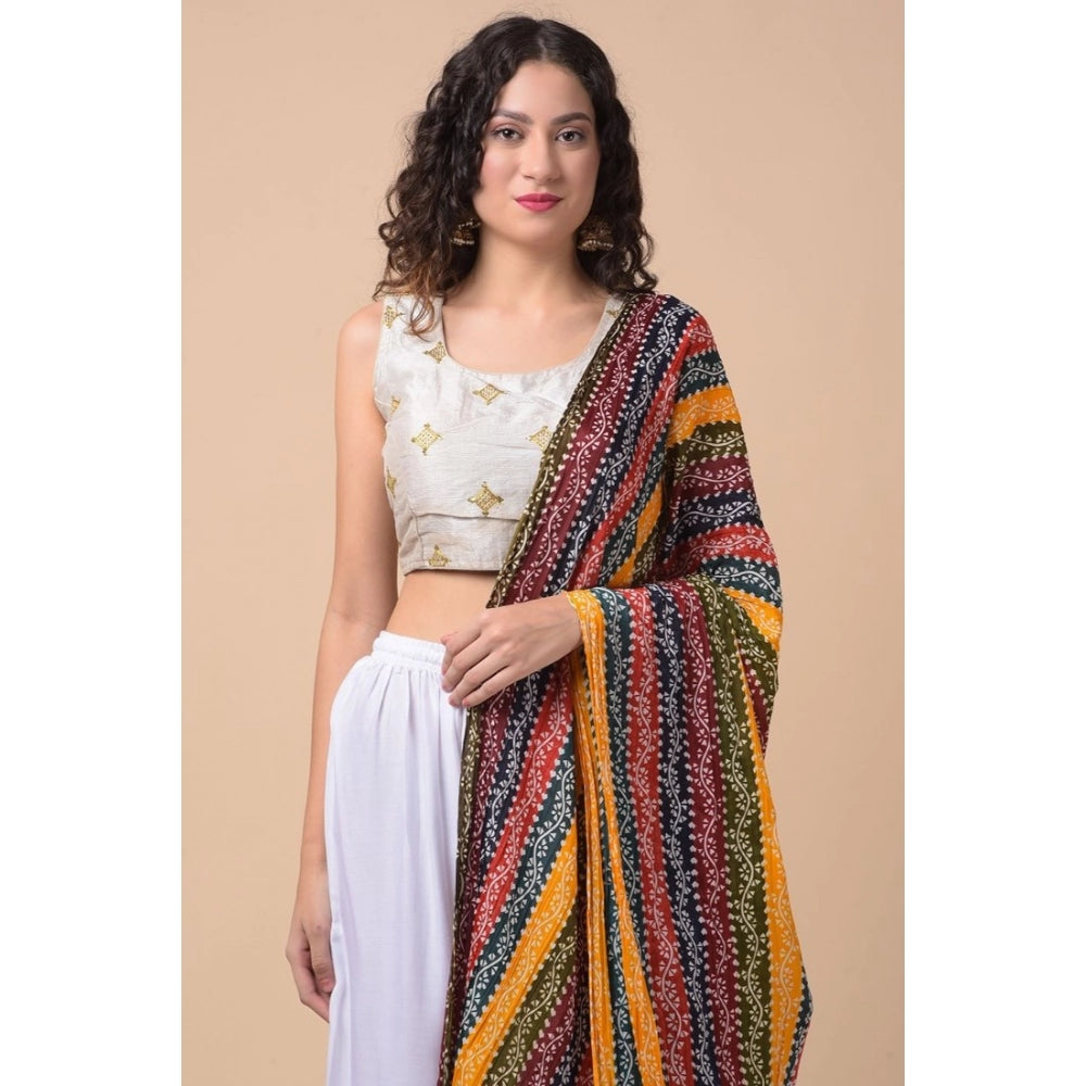 Multicolor chanderi printed dupatta (2.25-2.50m), versatile for casual wear