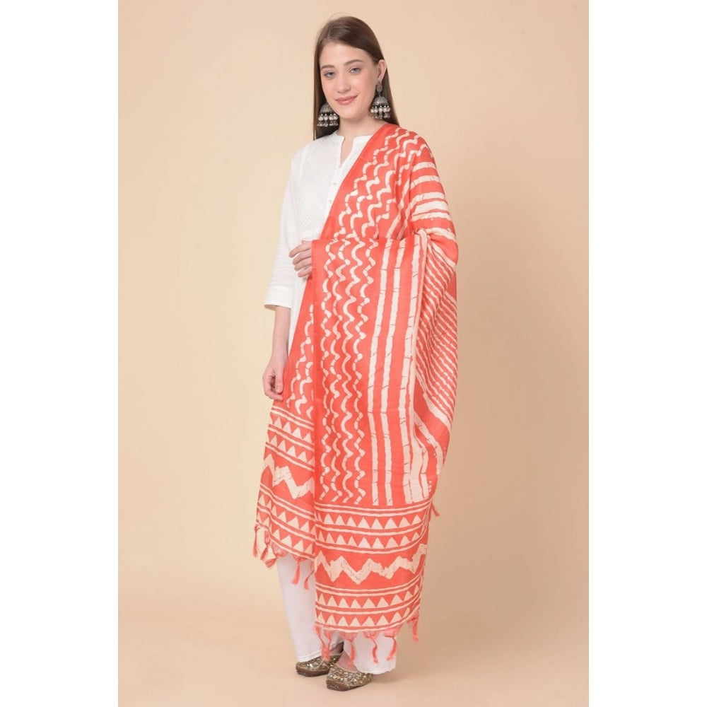 Art Silk printed orange dupatta for women, vibrant design, 2.25-2.50m length