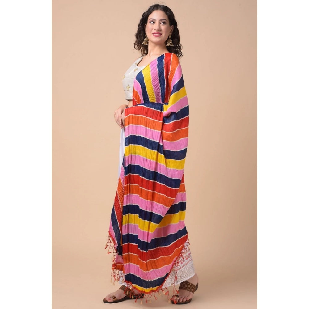 Multicolor Chanderi printed dupatta for women, 2.25-2.50 mtr length, casual occasion