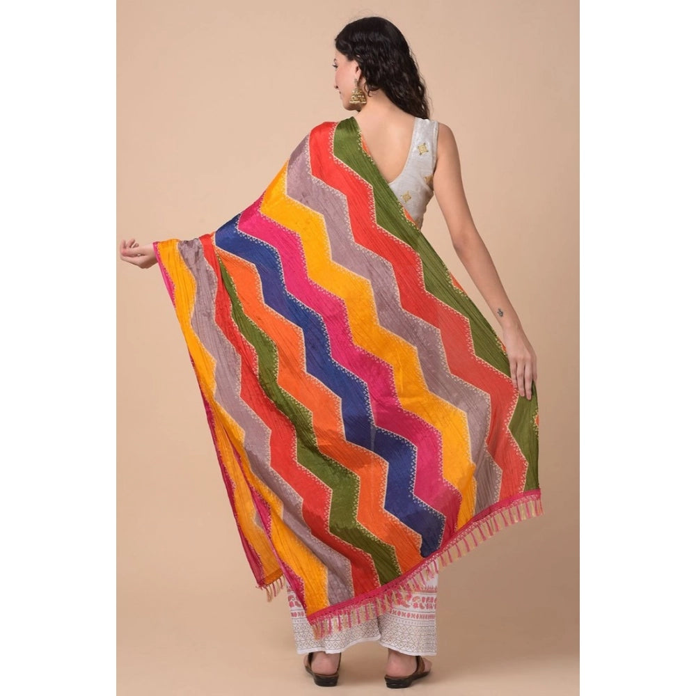 Multicolor chanderi printed dupatta for women, length 2.25-2.50m, ideal for casual occasions