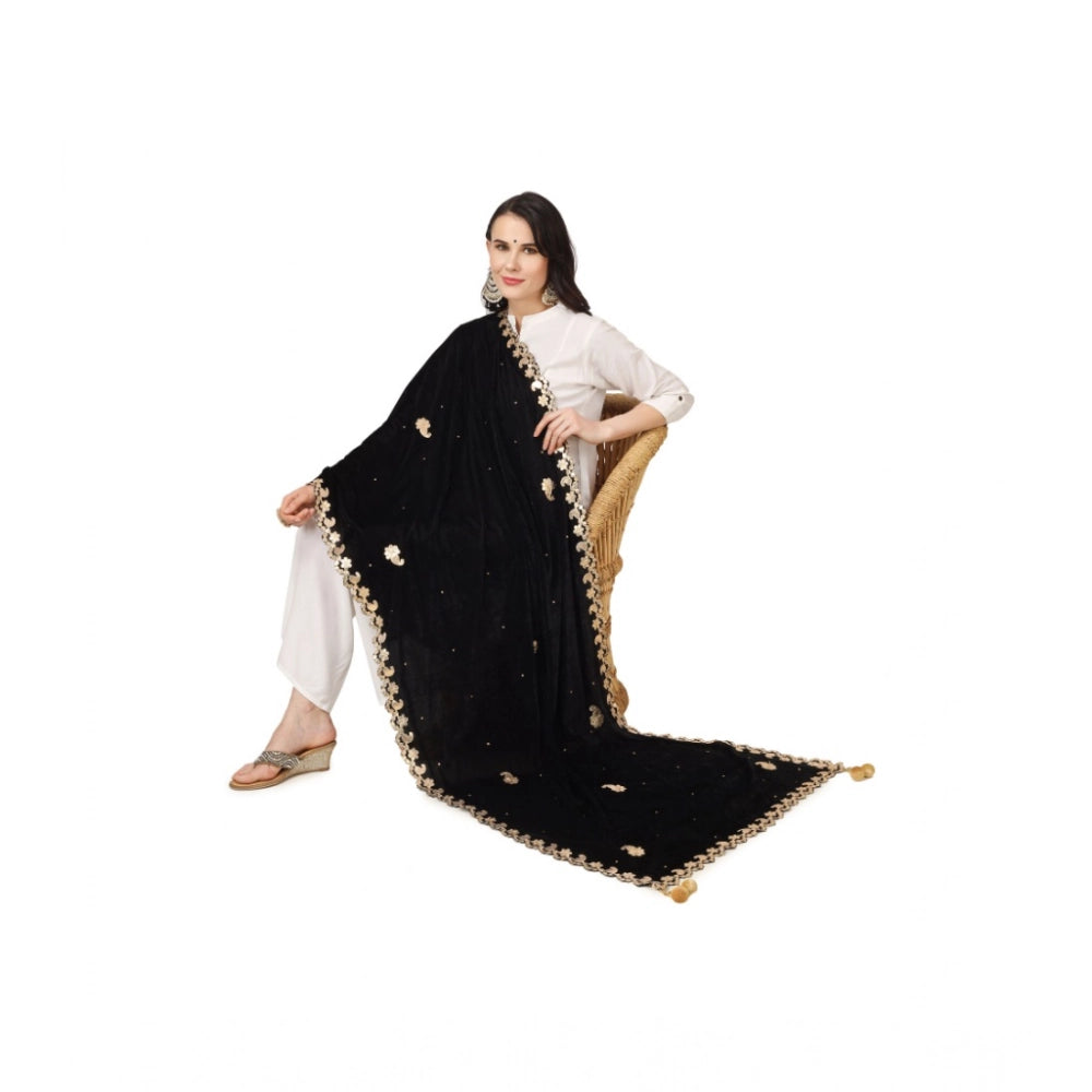 Black velvet Gotta Patti dupatta for women's festive wear (2.25-2.50mtr)