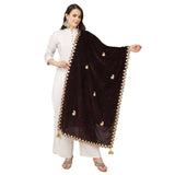 Brown velvet Gotta Patti dupatta for festive occasions, 2.25-2.50m length