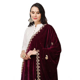 Purple velvet Gotta Patti dupatta for festive occasions, 2.25-2.50m length