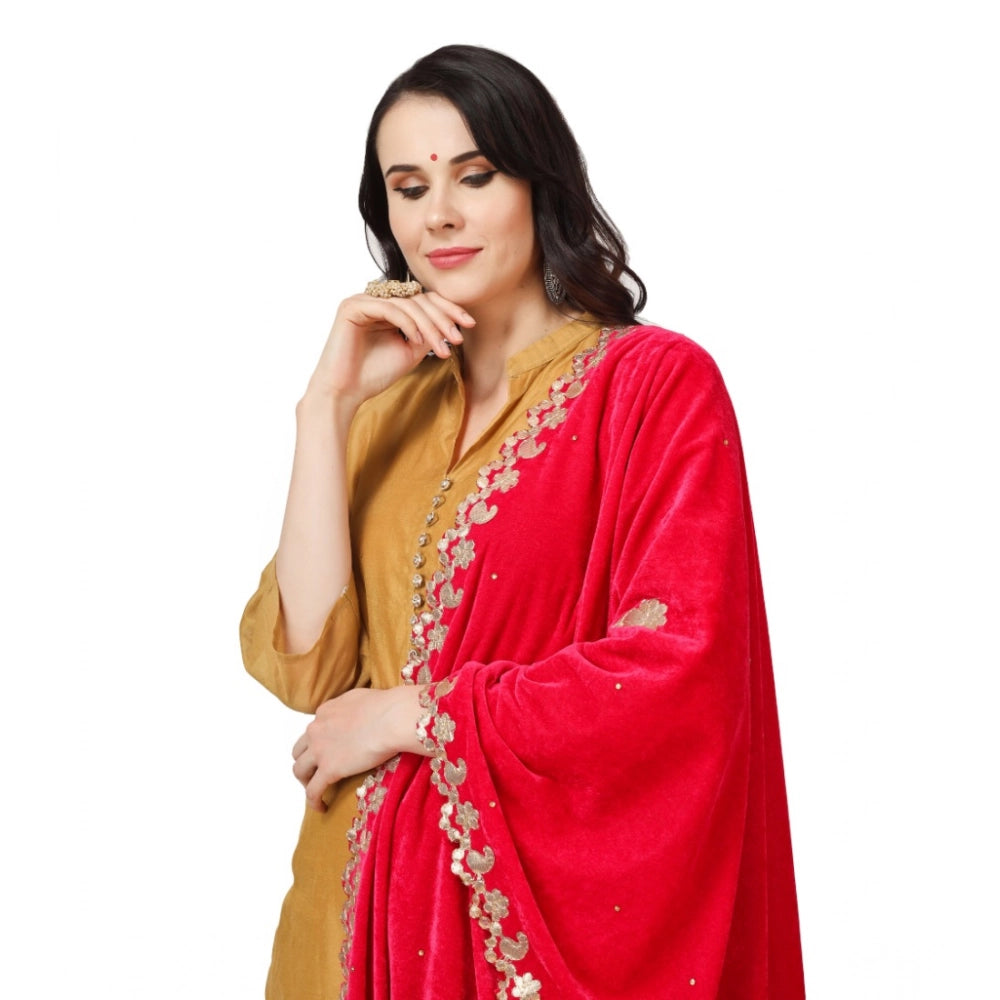 Pink velvet Gotta Patti dupatta for women's festive wear, 2.25-2.50m length