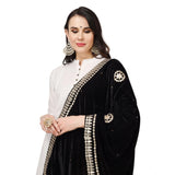 Black velvet Gotta Patti Dupatta for women festivities, 2.25-2.50m length