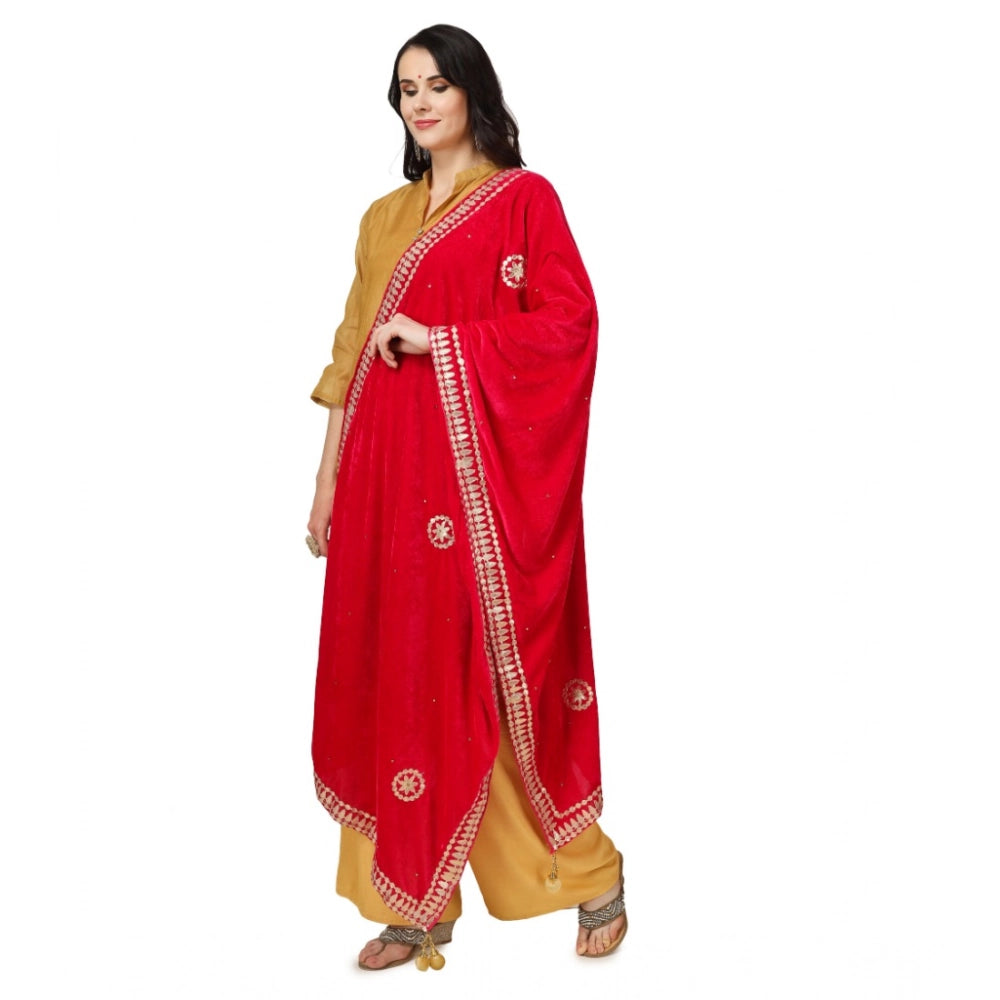 Pink velvet Gotta Patti dupatta for festive occasions, length 2.25-2.50 mtr